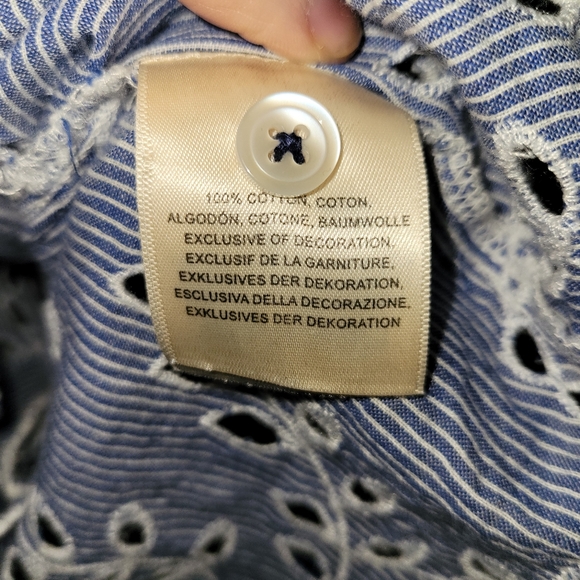 Holding Horses for Anthro Blue & White Eyelet Blue Lace Top - Picture 4 of 6